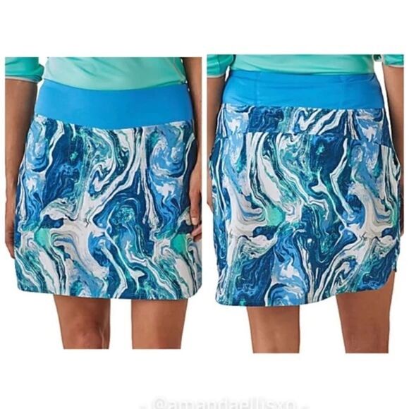 Patagonia Blue Marble Swirl Tech Fishing Active Skort Rivermouth: Radar Blue XS - Picture 4 of 8